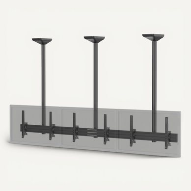 Support TV Plafond Menu Board 3 écrans 45''-50'' Hauteur 150cm Noir