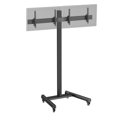 Support TV Sur Roulettes 2 écrans 50'' - 55'' Hauteur 240cm, Inclinable Noir