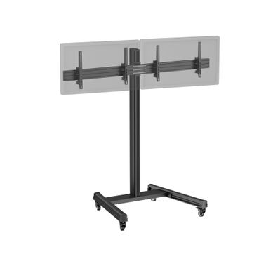 Support TV Sur Roulettes 2 écrans 50'' - 55'' Hauteur 175cm, Inclinable Noir