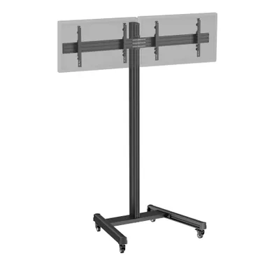Support TV Sur Roulettes - 2 écrans 50'' - 55'' Hauteur 240cm Noir