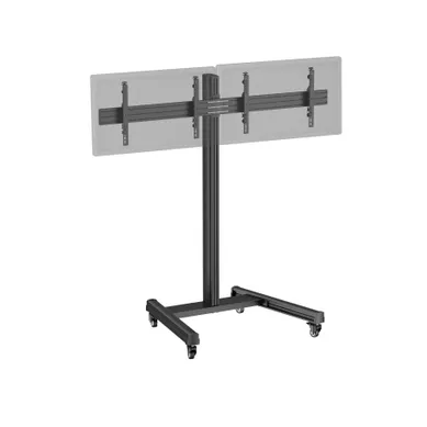 Support TV Sur Roulettes - 2 écrans 50'' - 55'' Hauteur 175cm Noir