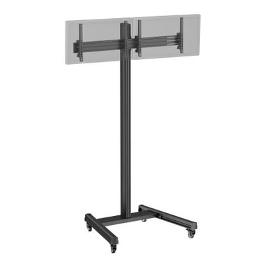 Support TV Sur Roulettes - 2 écrans 43'' - 49'' Hauteur 240cm, Inclinable Noir
