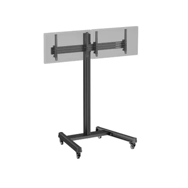 Support TV Sur Roulettes 2 écrans 43'' - 49'' Hauteur 175cm, Inclinable Noir