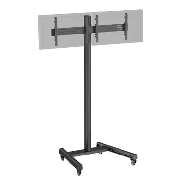 Support TV Sur Roulettes 2 écrans 43'' -  49'' Hauteur 240cm Noir