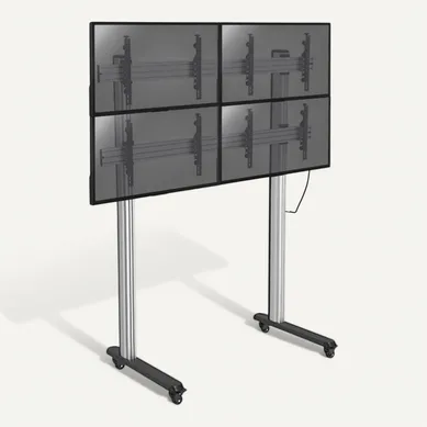 Support Sur Pieds Mur D' Images Pour 4 écrans TV 45''-55'' - Hauteur 240cm - A Roulettes