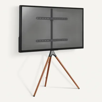 Support Chevalet Design Scandinave Pour TV 45''- 65'' Noir/noyer