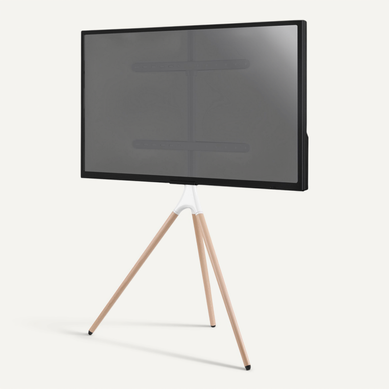 Support Chevalet Design Scandinave Pour TV 45''- 65'', Blanc/hêtre