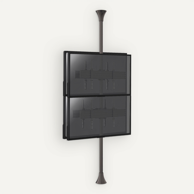 Support Sol-plafond Inclinable Pour 4 écrans TV  Back To Back 32'' - 75'' - Hauteur Max 240cm