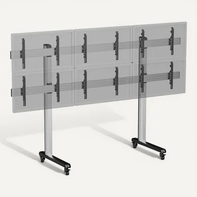 Support TV Sur Pieds - 6 écrans 45''-50'' - Hauteur 180 Cm - A Roulettes