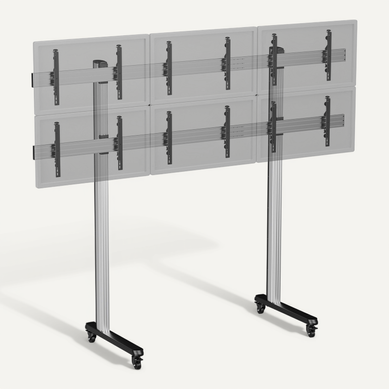 Support TV Sur Pieds - 6 écrans 50''- 55'' - Hauteur 240 Cm - A Roulettes