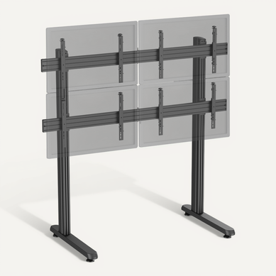 Support TV Sur Pieds - Mur D'images 4 écrans 45''- 55'' Hauteur 175cm À Poser Noir Support TV Sur Pieds - Mur D'images 4 écrans 45''- 55'' Hauteur 175cm À Poser Noir