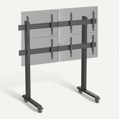 Support TV Sur Pieds - Mur D'images 4 écrans 45''- 55'' Hauteur 175cm À Roulettes Noir Support TV Sur Pieds - Mur D'images 4 écrans 45''- 55'' Hauteur 175cm À Roulettes Noir