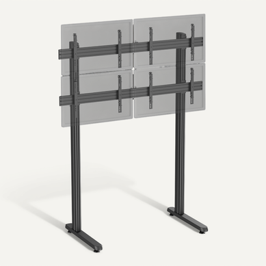 Support TV Sur Pieds - Mur D'images 4 écrans 45''- 55'' Hauteur 240cm À Poser Noir