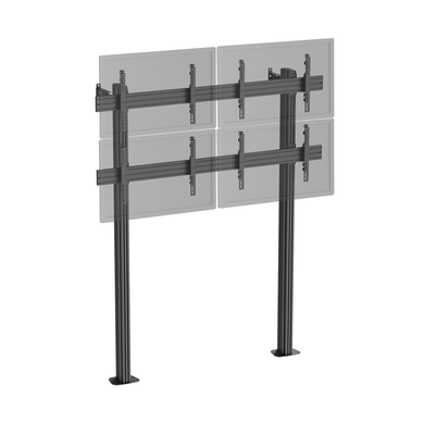 Support TV Sur Pieds - Mur D'images 4 écrans 45''- 55'' Hauteur 240cm À Visser Noir