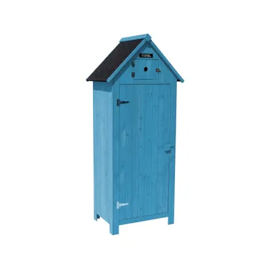 Armoire De Jardin En Sapin Massif 140x49x162 Cm - Double Porte Verrouillable, 2 étagères, Toit étanche - Rangement Outils Extérieur - 7