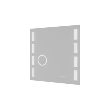 Miroir LED Réglable Excell Plus - 70 X 70 Cm Avec Antibuée, Loupe Et Horloge