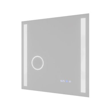 Miroir LED Avec Antibuée, Loupe Et Horloge Duetto - 70 X 70 Cm