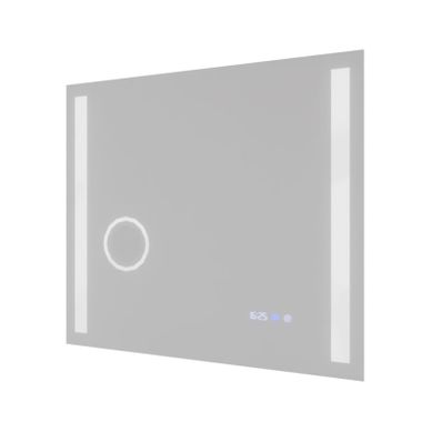 Miroir LED Avec Antibuée, Loupe Et Horloge Duetto - 80 X 70 Cm