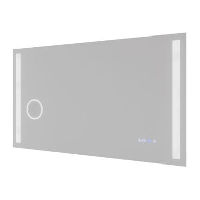 Miroir LED Avec Antibuée, Loupe Et Horloge Duetto - 120 X 70 Cm