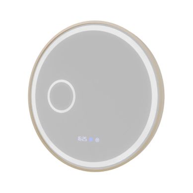 Miroir Lumineux Rond Contour Cuivré Orana 60 Cm - Antibuée, Horloge Et Loupe