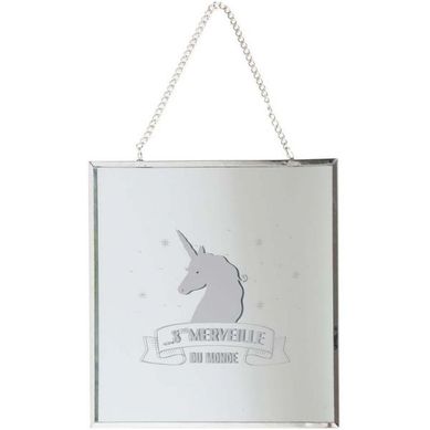 Miroir Carré Avec Chainette Licorne Argent