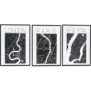 Assortiment De 3 Cadres Londres/paris/new York