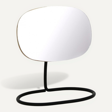 Miroir À Poser Pivotant Et Détachable En Bois Et Métal Noir - Zoom