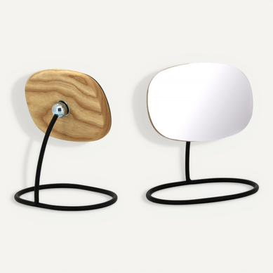 Lot De 2 Miroirs Pivotants Et Détachables En Bois Et Métal Noir - Zoom