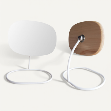 Lot 2 Miroirs Pivotants Et Détachables En Bois Et Métal Blanc - Zoom