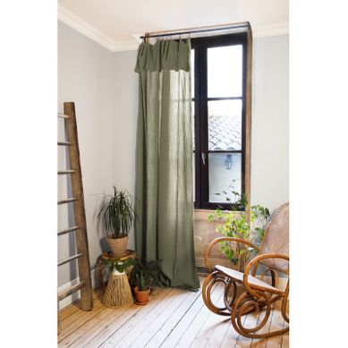 Rideau Ajustable 140 X 300 Cm En Double Gaze De Coton Vert - Pepa