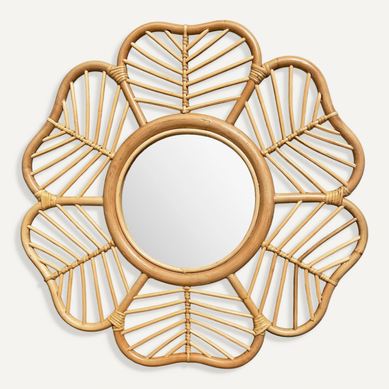 Miroir Mural D. 62 Cm Rond Forme Fleur En Rotin Tressé – Hazel