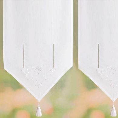 Voilage Pointe 45x120 Blanc En Coton