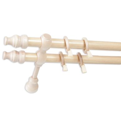 Cris Tringle À Rideau En Bois D. 28 Mm Avec Supports Pin Double 200 Cm