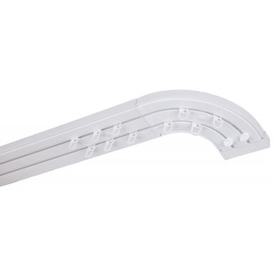 Simi Rail Plafond Pour Rideaux À Crochets Blanc Double Rail Courbé 300 Cm