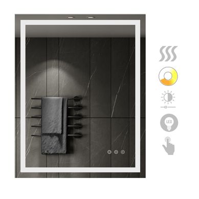 Miroir Lumineux LED Cimeo 80 X 100 Cm Antibuée + Intensité Et Couleur Réglables Salle De Bain