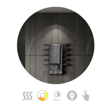 Miroir LED Lumineux Rond Vekio D.80cm Tactile Antibuée, Intensité Et Couleur Réglables Salle De Bain