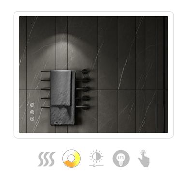 Miroir Lumineux LED Boleo 80 X 100 Cm Antibuée + Intensité Et Couleur Réglables Salle De Bain