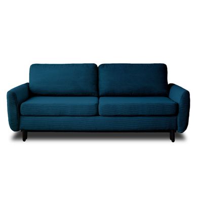 Lisa Design Canapé Convertible Anna Velours Bleu Canard - 3 Places, Lit Tiroir