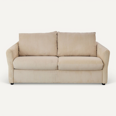Canapé convertible 2 places en tissu bouclé blanc FLORLI | Leroy Merlin