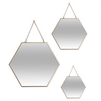 Lot De 3 Miroirs Héxa Métal Chaine - Jaune
