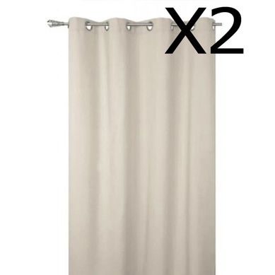 Lot De 2 Rideaux Occultant Coloris Gris - Dim : 140 X 260 Cm .