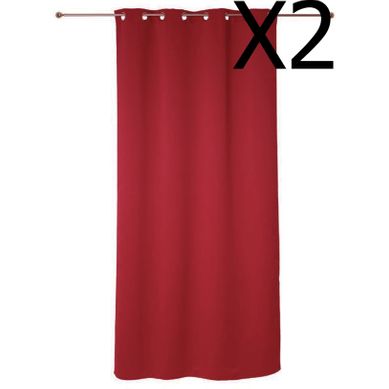 Lot De 2 Rideaux Occultant Coloris Bordeaux - Dim : 140 X 260 Cm .