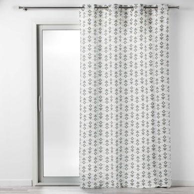 1 Rideau à Oeillet 140x240 Cm Geometrique Letiko Blanc