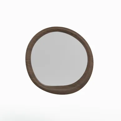 Miroir Rond En Placage Noyer, D100 Cm - Yoko Miroir Rond En Placage Noyer, D100 Cm - Yoko
