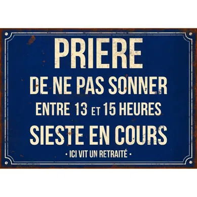 Plaque En Métal Humour 21 X 15 Cm Prière De Ne Pas Sonner...