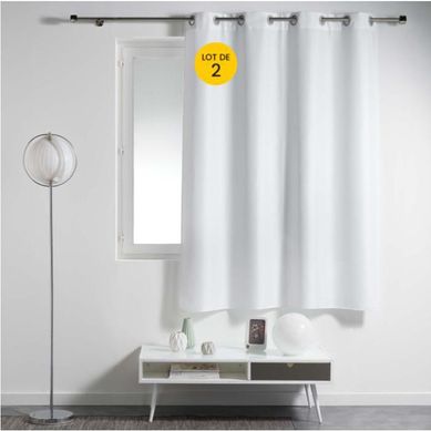Lot De 2 Rideaux Spécial Petites Fenêtres À Oeillets 140 X 180 Cm – Uni Blanc – Essentiel