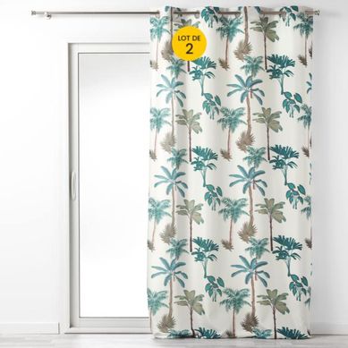 Lot De 2 Rideaux Tamisant 140 X 260 Cm Polyester Banany