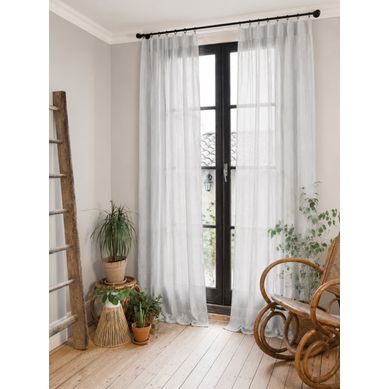 Lot De 2 Rideaux Gaze De Coton Nuage 140x300 Cm Ajustables – 8 Anneaux Pinces Inclus – Rideaux