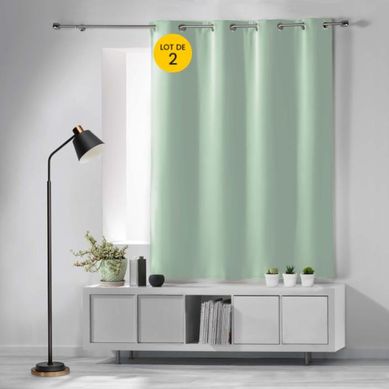 Lot De 2 Rideaux Occultants À Oeillets 135 X 180 Cm – Uni Sauge