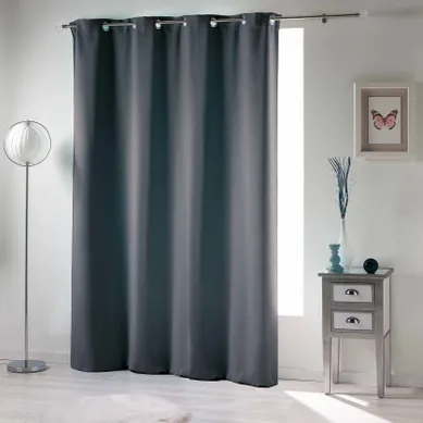 Rideaux Occultant Double Face  A Oeillets 135 X 240 Cm Uni Ardoise